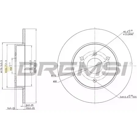 Тормозной диск BREMSI DBB111S 9KAC8A 4302593 1T23 3 изображение 0