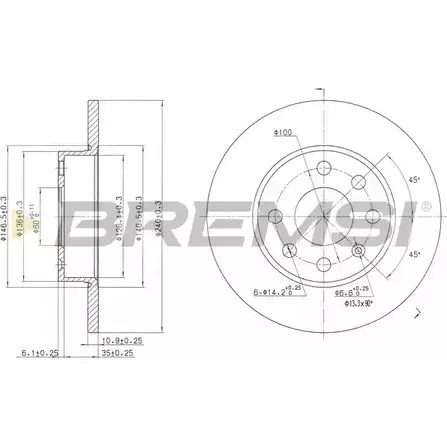 Тормозной диск BREMSI GG0W I 4302610 NMP44I7 DBB129S изображение 0