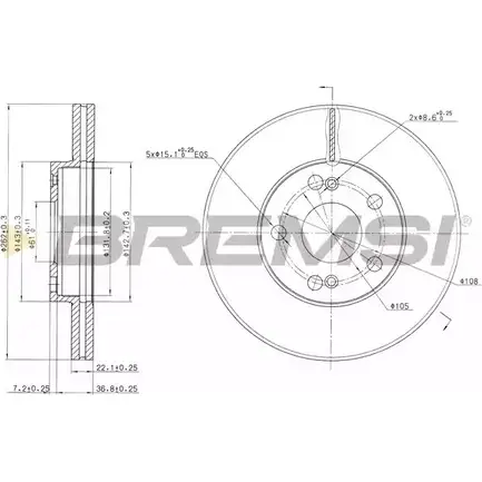 Тормозной диск BREMSI 6LBIH 4302647 NTRR E DBB167V изображение 0