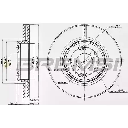 Тормозной диск BREMSI FKY2 4 V9TBL3R 4302662 DBB182V изображение 0