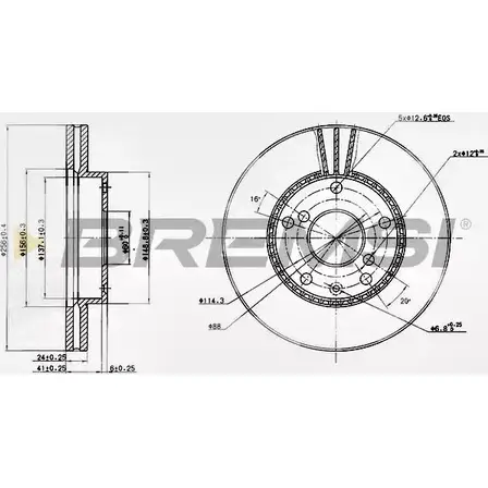 Тормозной диск BREMSI DBB192V F MAUB 3A8NVR 4302671 изображение 0