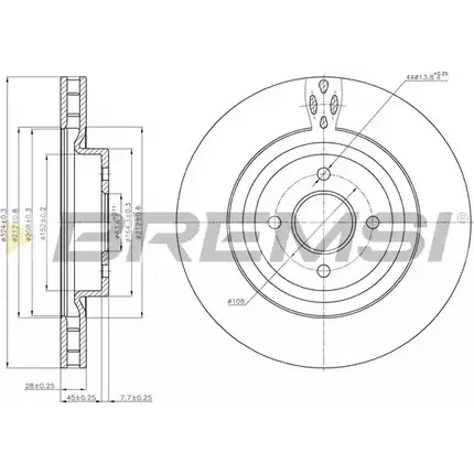 Тормозной диск BREMSI 8ZYUD 9 4302673 99FJZ DBB200V изображение 0