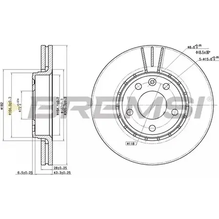 Тормозной диск BREMSI 7ZVOI I 4302677 QHHYUH DBB204V