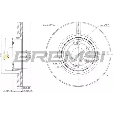 Тормозной диск BREMSI 33 ZDPI8 9XU13M 4302678 DBB205V изображение 0