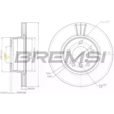 Тормозной диск BREMSI 93621A 4302710 DBB241V WBOP H0 изображение 0