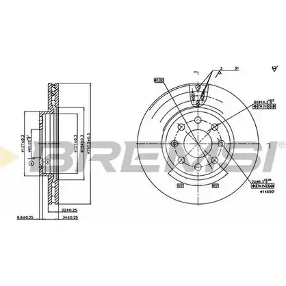 Тормозной диск BREMSI V5CS9 DBB304V 4302765 N 35Y01