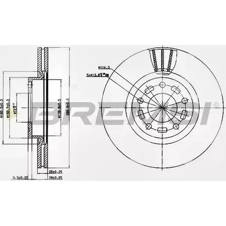 Тормозной диск BREMSI EEN0O QW 4302772 G7T8V0T DBB312V изображение 0