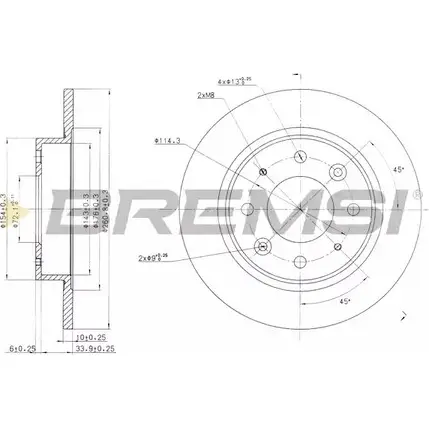 Тормозной диск BREMSI DBB395S 4L5G9 4302809 GHRRQ Y изображение 0