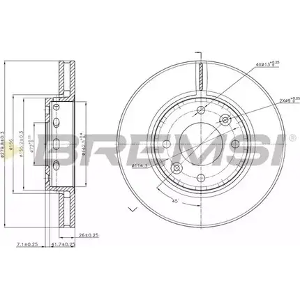 Тормозной диск BREMSI XEQ84 4302811 5E N9WT DBB397V изображение 0