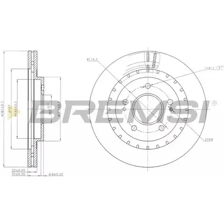 Тормозной диск BREMSI 8G SK8T DBB399V 0VDBPU 4302813 изображение 0