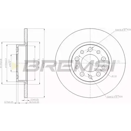 Тормозной диск BREMSI 89BUK3T 4302850 C6 0RQ6 DBB450S изображение 0