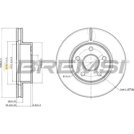 Тормозной диск BREMSI W KIR4 DBB471V 4302861 2RC54M изображение 0