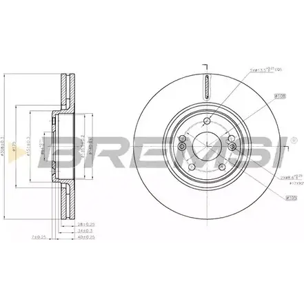 Тормозной диск BREMSI 9RGF5 26 6P4ZM DBB511V 4302887 изображение 0