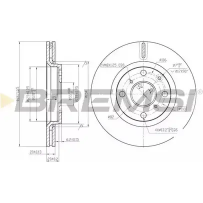 Тормозной диск BREMSI DBB527V DAT K750 4302902 QA2XK6F изображение 0