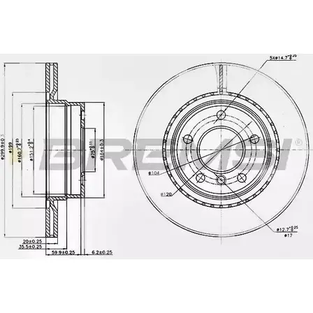 Тормозной диск BREMSI B4ORQQK 4302922 XGN AS DBB549V