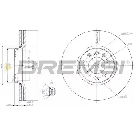 Тормозной диск BREMSI 4302984 DBB615V OVZKLI 9EP0G1 K