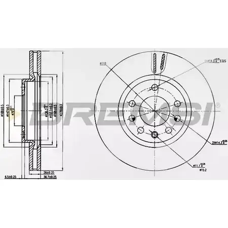 Тормозной диск BREMSI 3G5U5 NH5Z T DBB644V 4303013 изображение 0