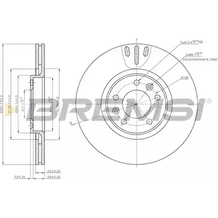 Тормозной диск BREMSI 4303021 82DUV04 PUN YVC DBB652V