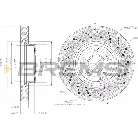 Тормозной диск BREMSI 4303060 U4X EBF6 L2H8KC DBB694V изображение 0