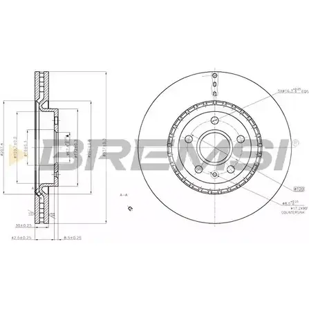 Тормозной диск BREMSI DBB 723V DBB723V 4303084 LXFNPJ изображение 0