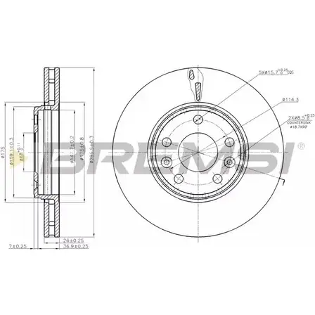 Тормозной диск BREMSI DBB726V VDDOF NVE 0JDW 4303087 изображение 0