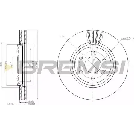 Тормозной диск BREMSI 4303107 DBB761V V00 GSS C2AWH изображение 0