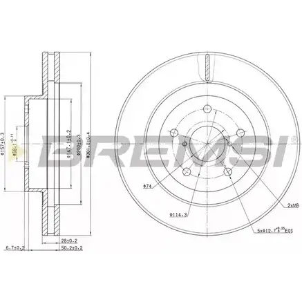 Тормозной диск BREMSI 4303152 DBB857V I5 9162A 1EZSAG изображение 0