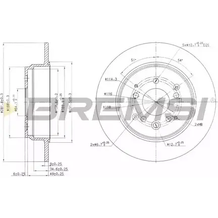 Тормозной диск BREMSI 4303184 TG880 DBB933S RLINHY R изображение 0