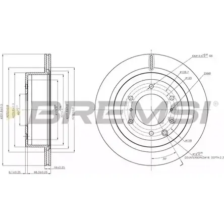 Тормозной диск BREMSI 4303197 DBB965V 5B0AP RG HQ2RDK изображение 0