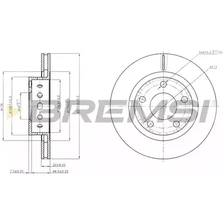 Тормозной диск BREMSI DBC151V 2H SXT 4303209 LDX84