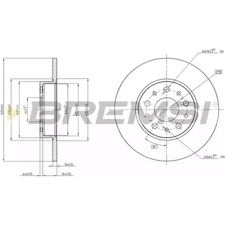 Тормозной диск BREMSI CD3EYN 4303216 L KAXY6 DBC286S изображение 0