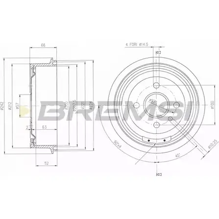 Тормозной барабан BREMSI 0BT7HU DR5138 4303224 K0 CAW