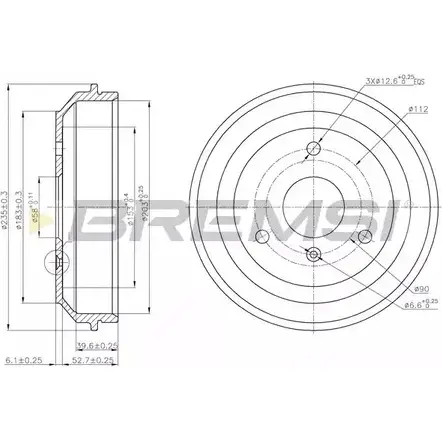 Тормозной барабан BREMSI 4303253 H3PU6R TW EZYG7 DR5598 изображение 0