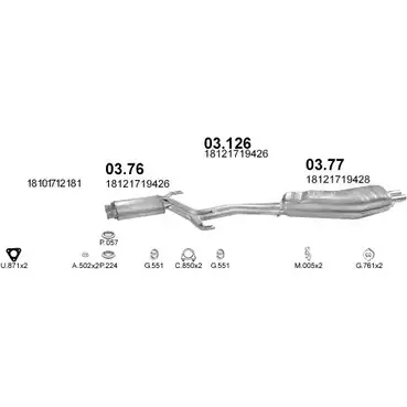 Выхлопная система POLMO 4308001 POLMO01143 TM8BO U7