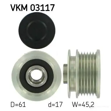 Обгонная муфта генератора SKF VKN 350 ZX2UHIV VKM 03117 594468 изображение 0