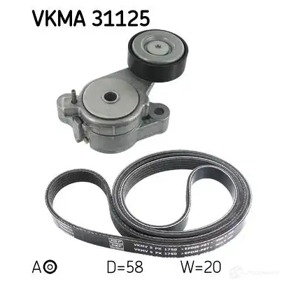 Комплект приводного ремня SKF VKMA 31125 VKM 31125 596413 VKMV 5PK491 изображение 0