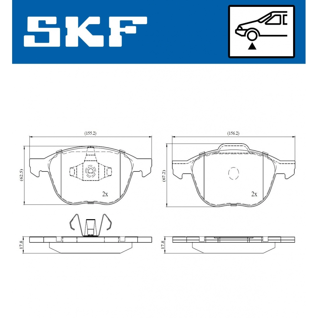 Тормозные колодки дисковые, комплект SKF VKBP 80016 1440250768 L6K JFAY изображение 0