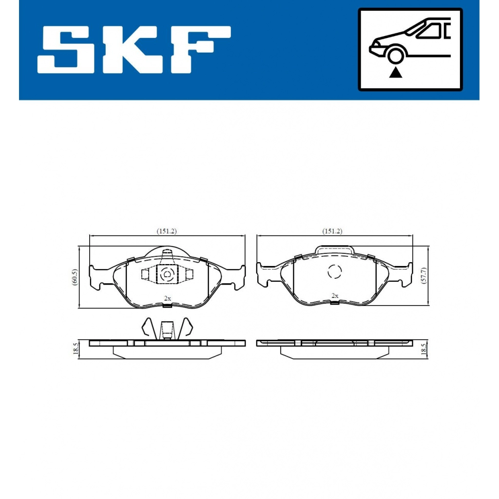 Тормозные колодки дисковые, комплект SKF H WXPKM VKBP 80125 1440250837