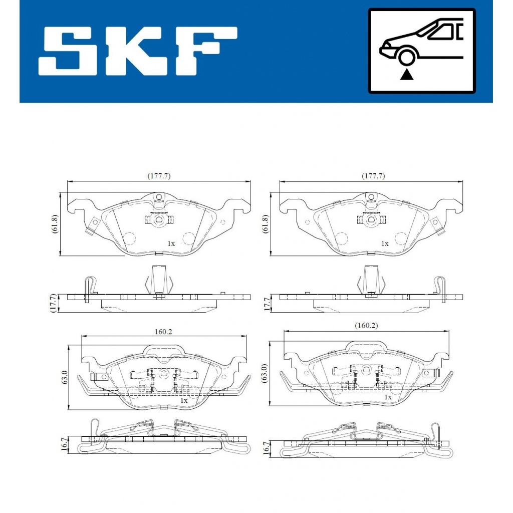 Тормозные колодки дисковые, комплект SKF 5FK EFCX 1440250856 VKBP 80158 A