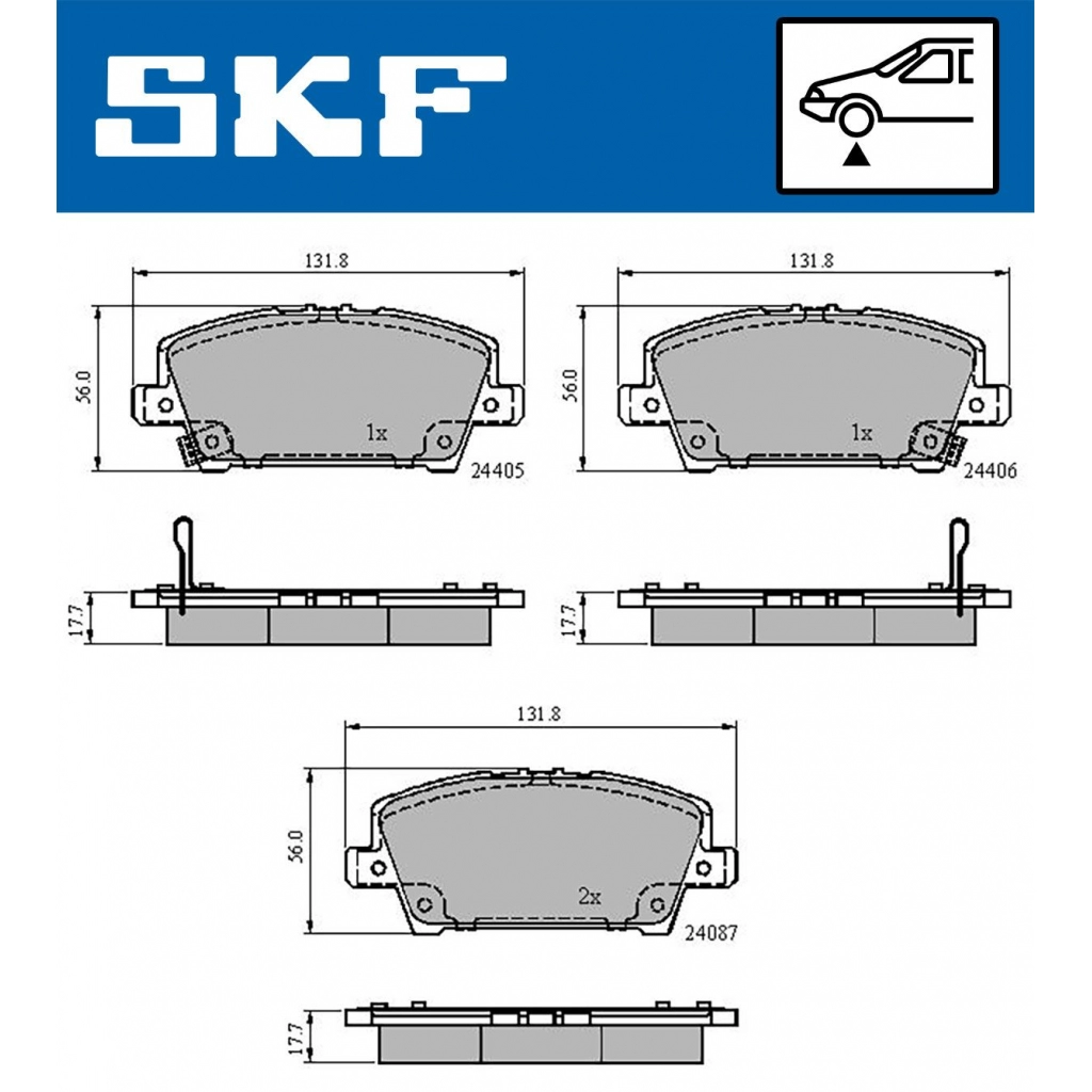 Тормозные колодки дисковые, комплект SKF 1440250878 VKBP 80195 A 1FH 561
