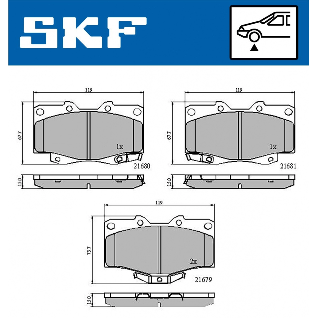 Тормозные колодки дисковые, комплект SKF 1440250916 RY7S7 B VKBP 80247 A изображение 0