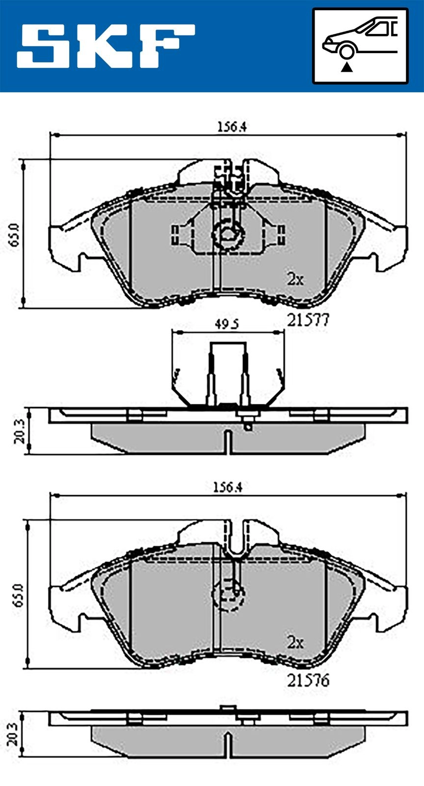 Тормозные колодки дисковые, комплект SKF VKBP 80254 1440250922 PQKTL 0