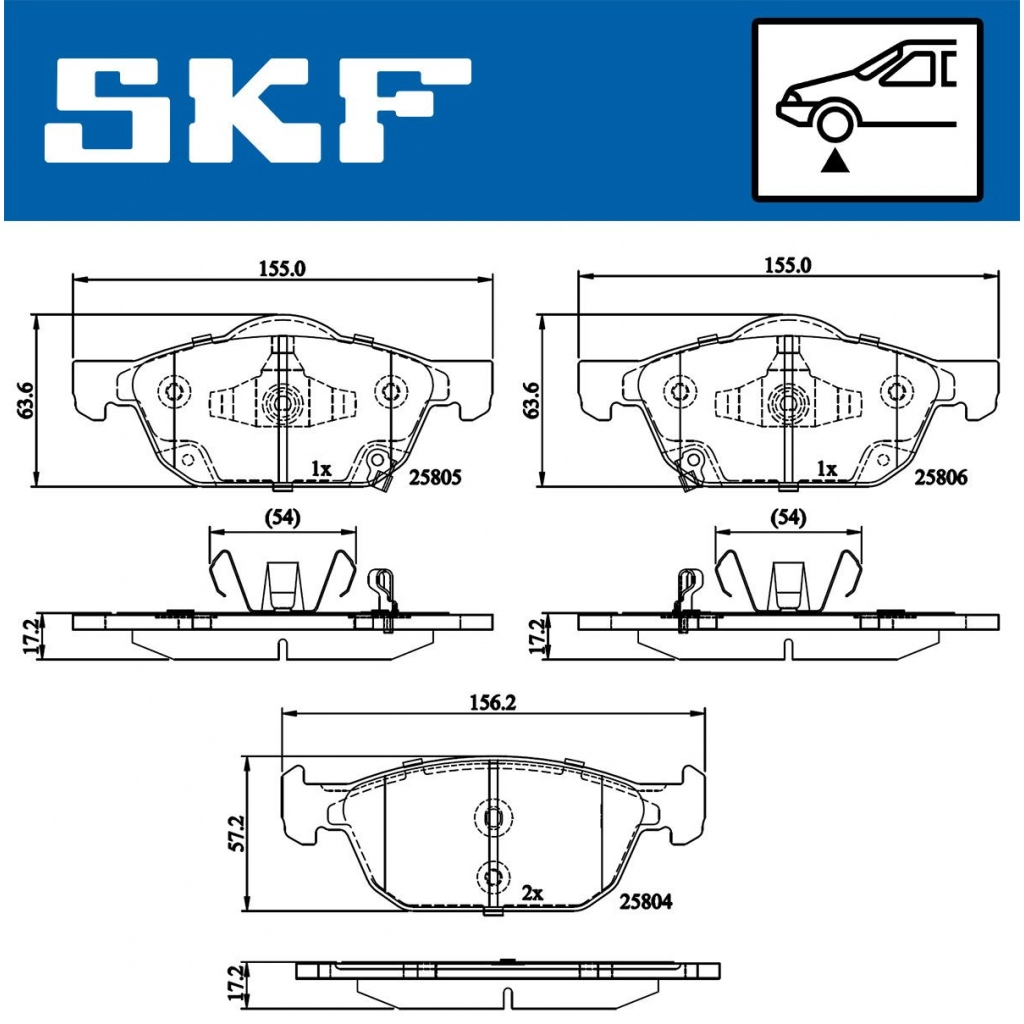 Тормозные колодки дисковые, комплект SKF VKBP 80320 A EBDZ 7X 1440250968