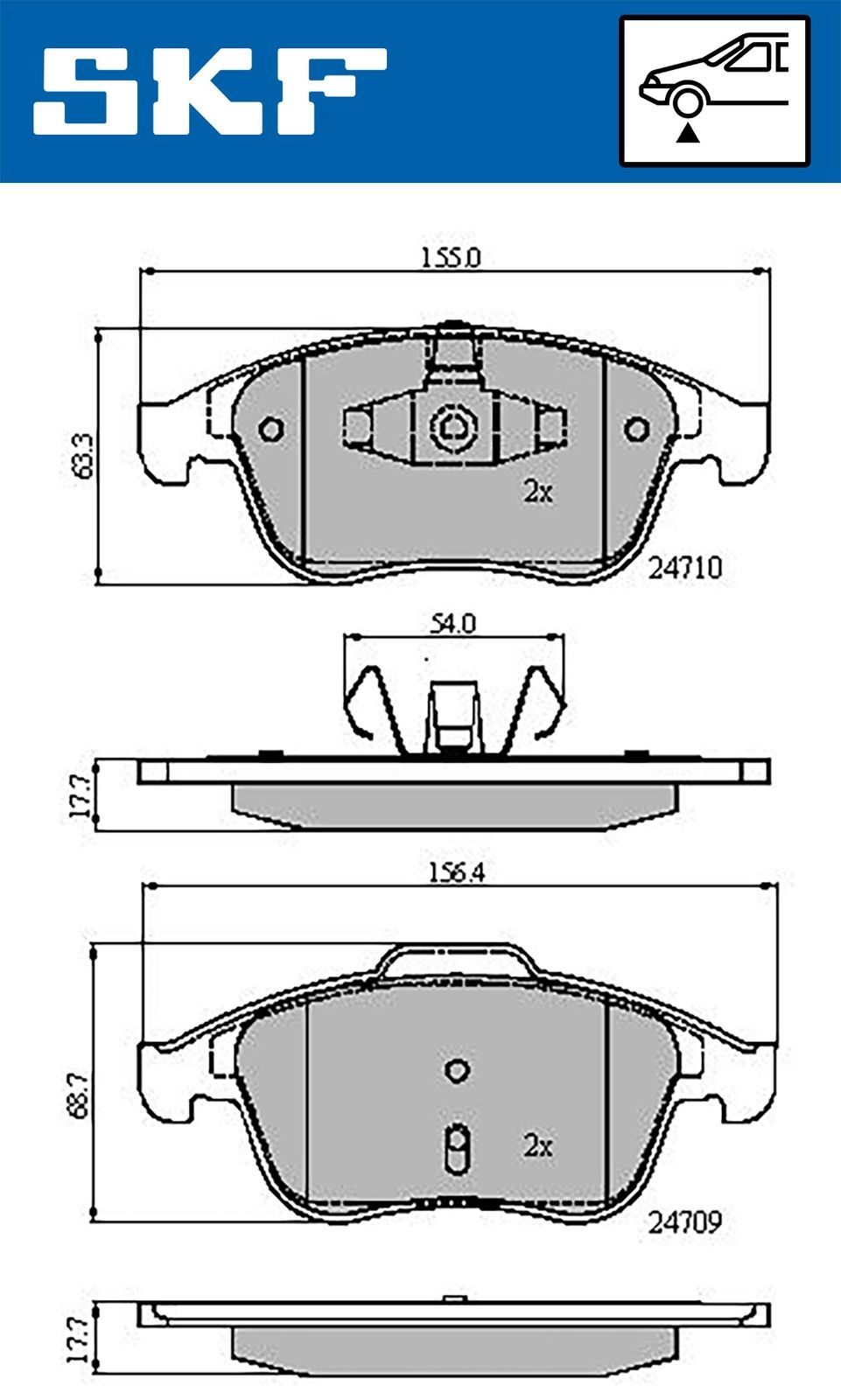 Тормозные колодки дисковые, комплект SKF VKBP 80336 1440250982 L LKZJ