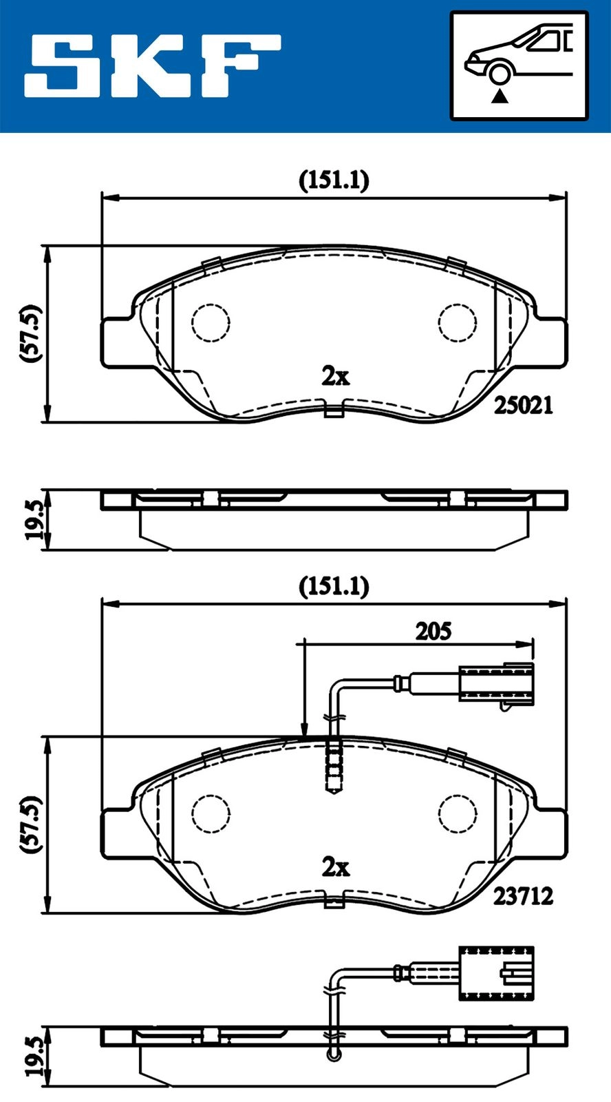 Тормозные колодки дисковые, комплект SKF 1440251014 VKBP 80395 E JZ2ZU Y