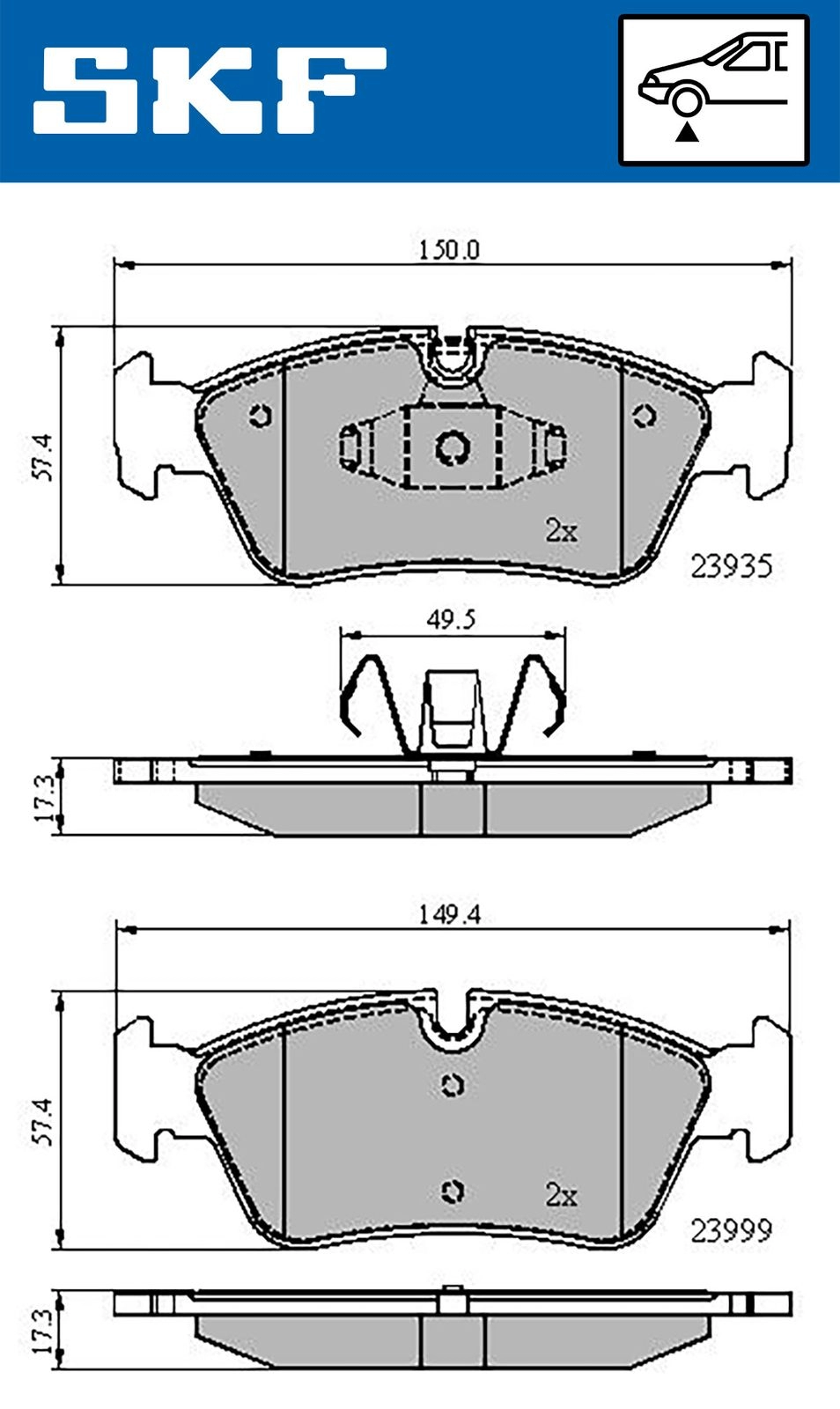 Тормозные колодки дисковые, комплект SKF 1440251015 VKBP 80399 KB40 5