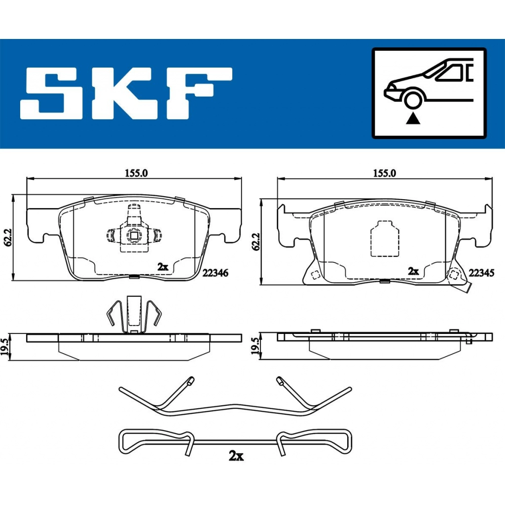 Тормозные колодки дисковые, комплект SKF 5A85L 2 1440251022 VKBP 80409 A