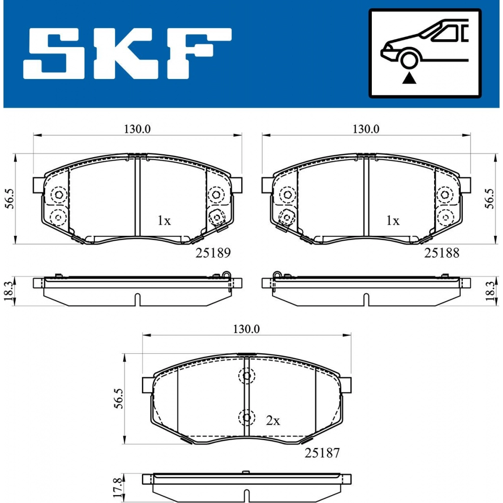 Тормозные колодки дисковые, комплект SKF GNR7R 3D 1440251035 VKBP 80430 A