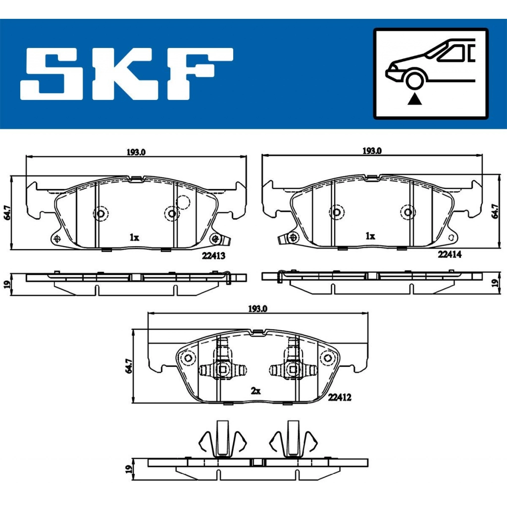 Тормозные колодки дисковые, комплект SKF O7OM9 VV 1440251038 VKBP 80433 A