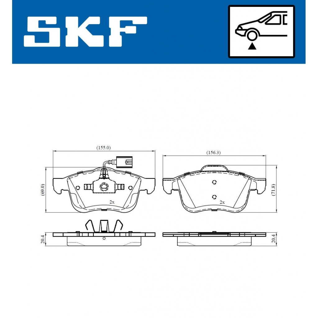 Тормозные колодки дисковые, комплект SKF VKBP 80476 E T1M26 GV 1440251068